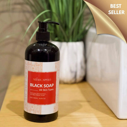 Nzema Appolo Africa Liquid Black Soap Shower Gel 500ml - Deep Exfoliation Nzema Appolo