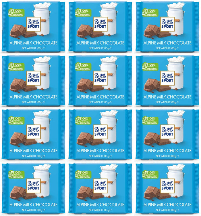 12 x Ritter Sport Alpine Milk Chocolate - 100G