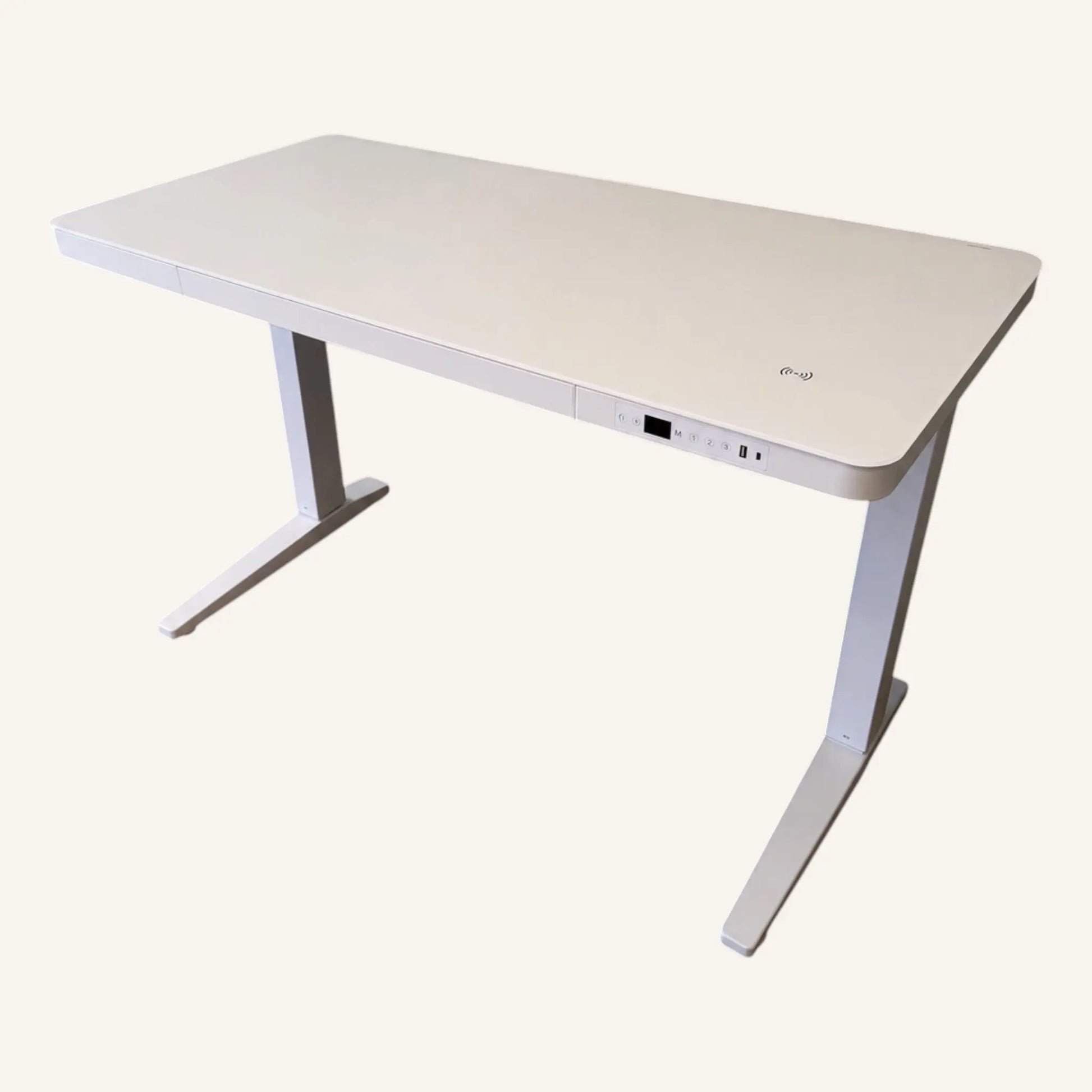 E-Max Electric Height Adjustable Desk White (Glass Top) – Purus Life Purus Life