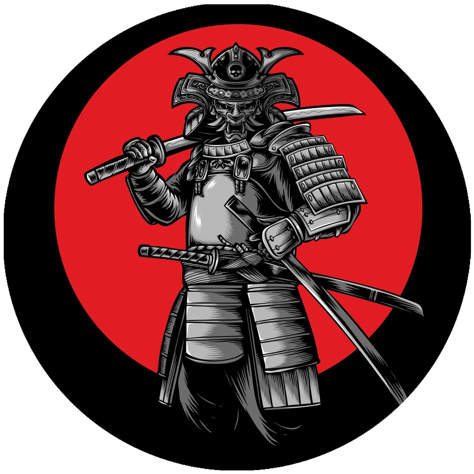 Samurai Slipmat | Japanese Warrior Tattoo Design | 7" 12" Vinyl Turntable DJ Mat ModMat