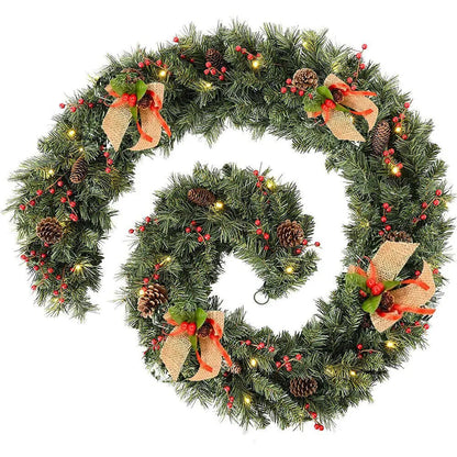 12FT Christmas Garland With Lights Door Wreath Xmas Fireplace Stairs DIY Decor elte26 Limited