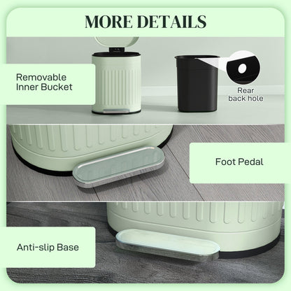 HOMCOM 20L Pedal Bin, Metal Kitchen Bin with Soft-close Lid