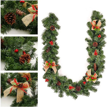 12FT Christmas Garland With Lights Door Wreath Xmas Fireplace Stairs DIY Decor elte26 Limited