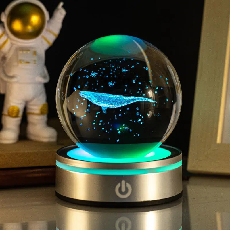 Creative 3D Inner Carving Luminous Crystal Ball Colorful Gradient Small Night Lamp Home Decorations Gifts Selection Michan Direct