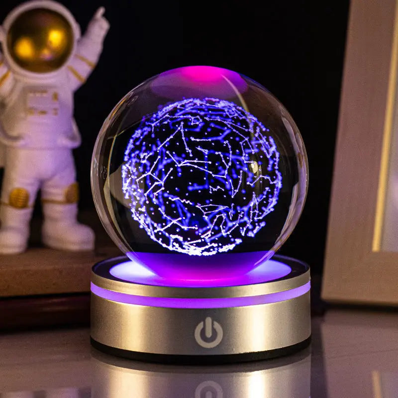 Creative 3D Inner Carving Luminous Crystal Ball Colorful Gradient Small Night Lamp Home Decorations Gifts Selection Michan Direct