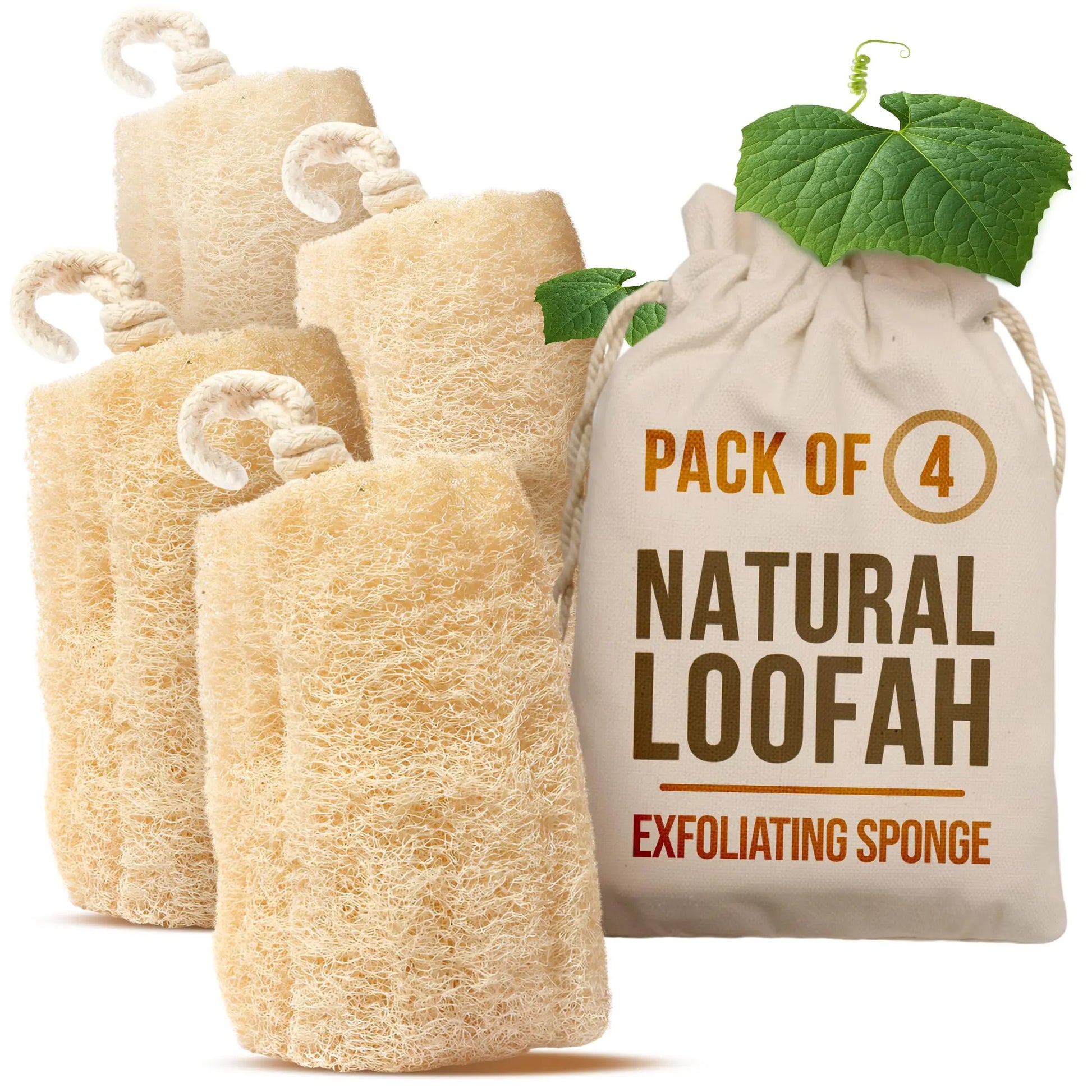Exfoliating Body Scrubber Loofah Sponge - Natural Egyptian Bath & Shower Scrubbers for Face, Back & Body - Biodegradable Luffa Wash Exfoliator - Eco Jolof Store