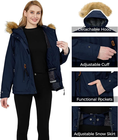 Womens Jacket Waterproof Winter Coat Ski Snowboarding Size S Wantdo