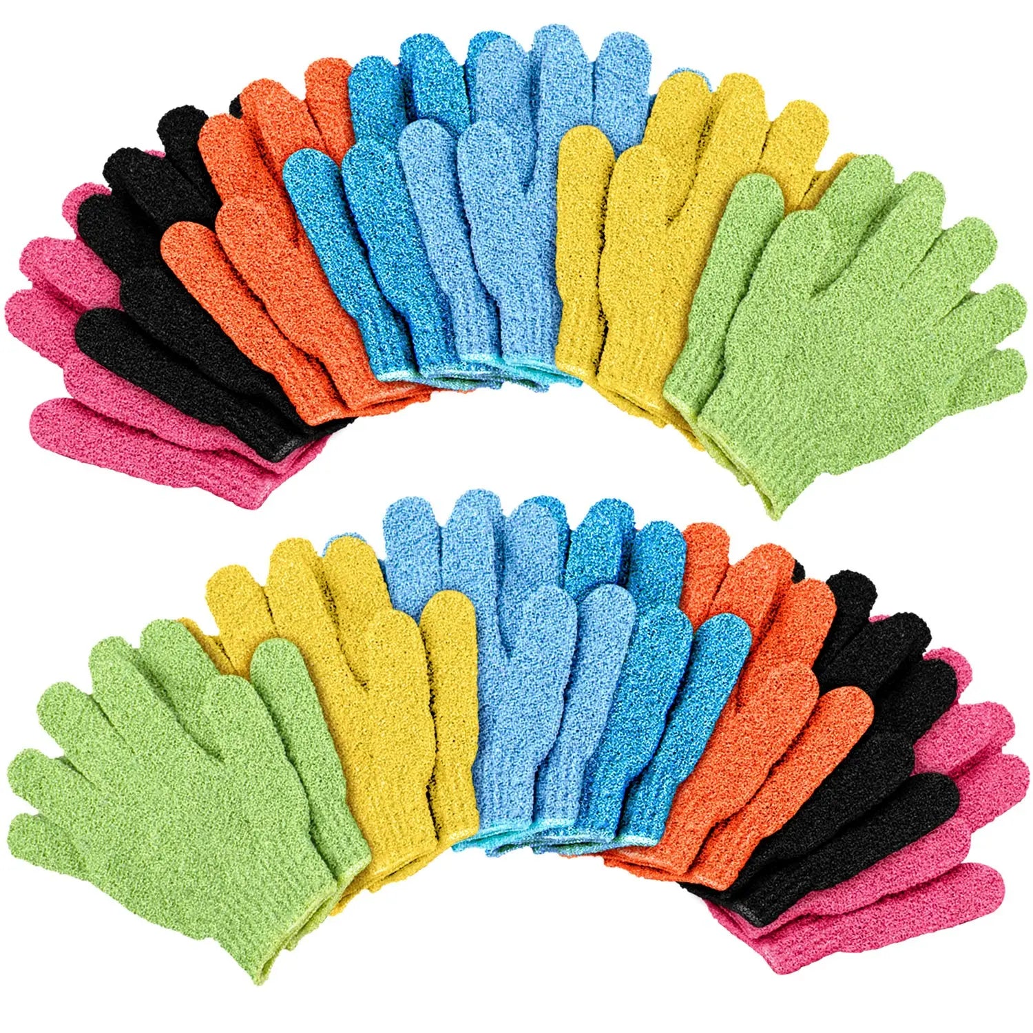 Duufin 14 Pairs Exfoliating Gloves Body Scrubber Bath Glove Scrubbing Gloves for Shower, Spa, Massage, Dead Skin Cell Remover, 7 Colours Jolof Store