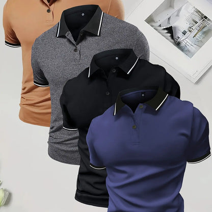 4-Pack Men's Summer Polo Shirts, Solid Color Short Sleeve, Regular Fit, Knit Stretch, Casual Sportswear Tops Kenike
