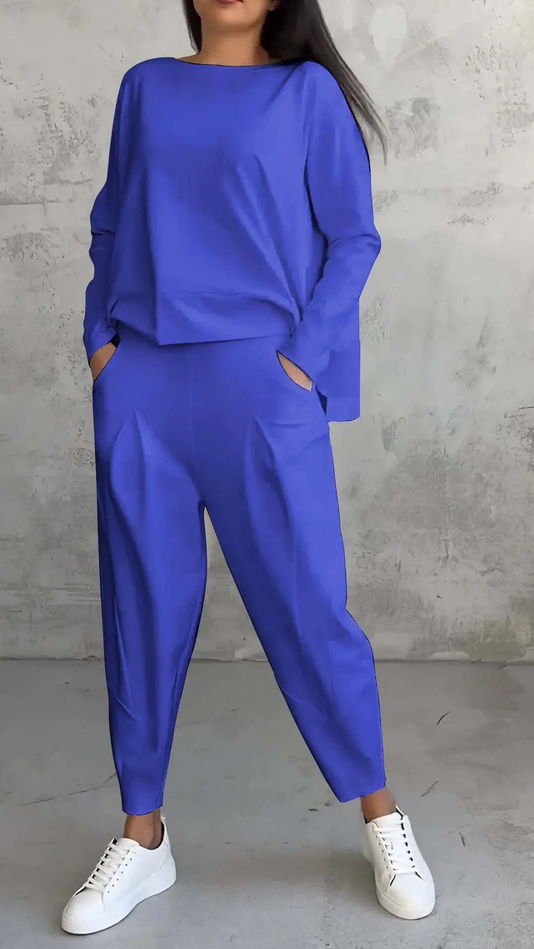 Women's Irregular Suit Long-sleeved Round Neck Top And Loose Harem Pants With Pockets Ins Fashion Trousers Set Women's Clothing Michan Direct