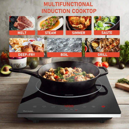 2200W Black Crystal Panel Induction Cooker Preciousvita