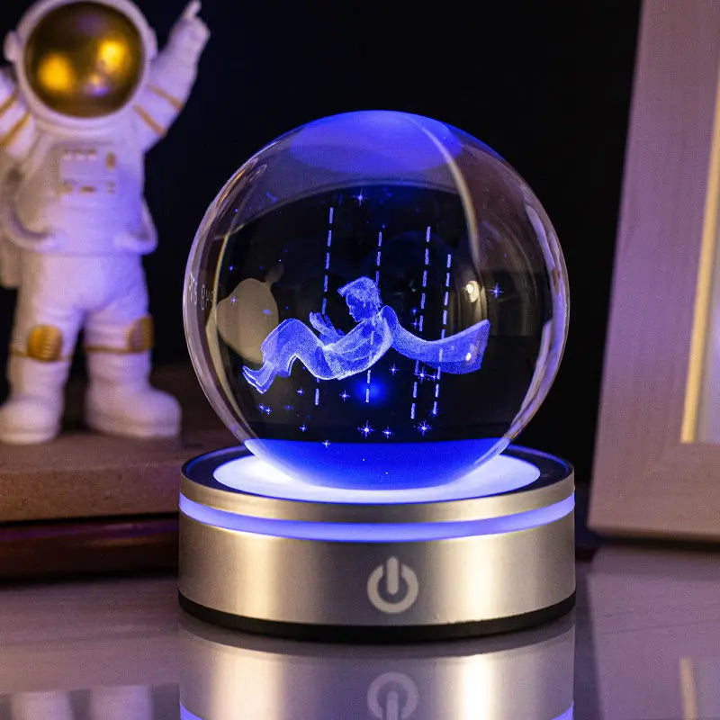 Creative 3D Inner Carving Luminous Crystal Ball Colorful Gradient Small Night Lamp Home Decorations Gifts Selection Michan Direct