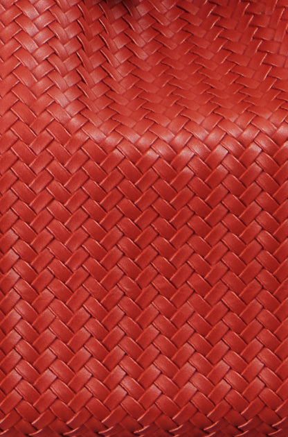 Yumi Red Woven Shoulder Bag With Detachable Inside Purse