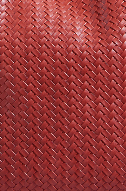 Yumi Red Woven Shoulder Bag With Detachable Inside Purse
