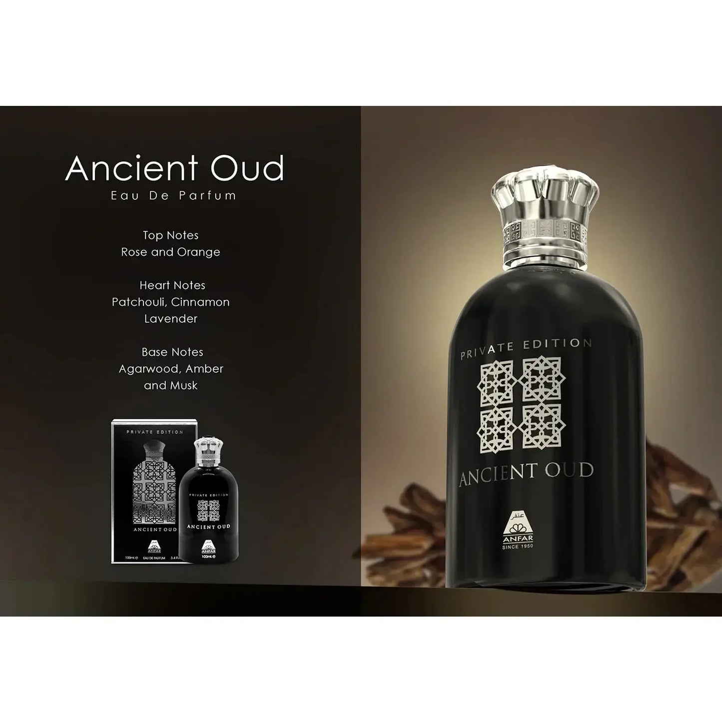 Anfar Ancient Oud Private Edition 100ml EDP | Oriental Woody Oud Perfume Opulensi.com