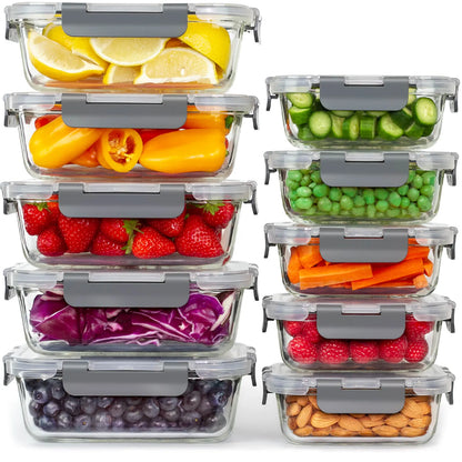 Glass Meal Prep Containers – Freezer & Oven Safe | 10 Pack