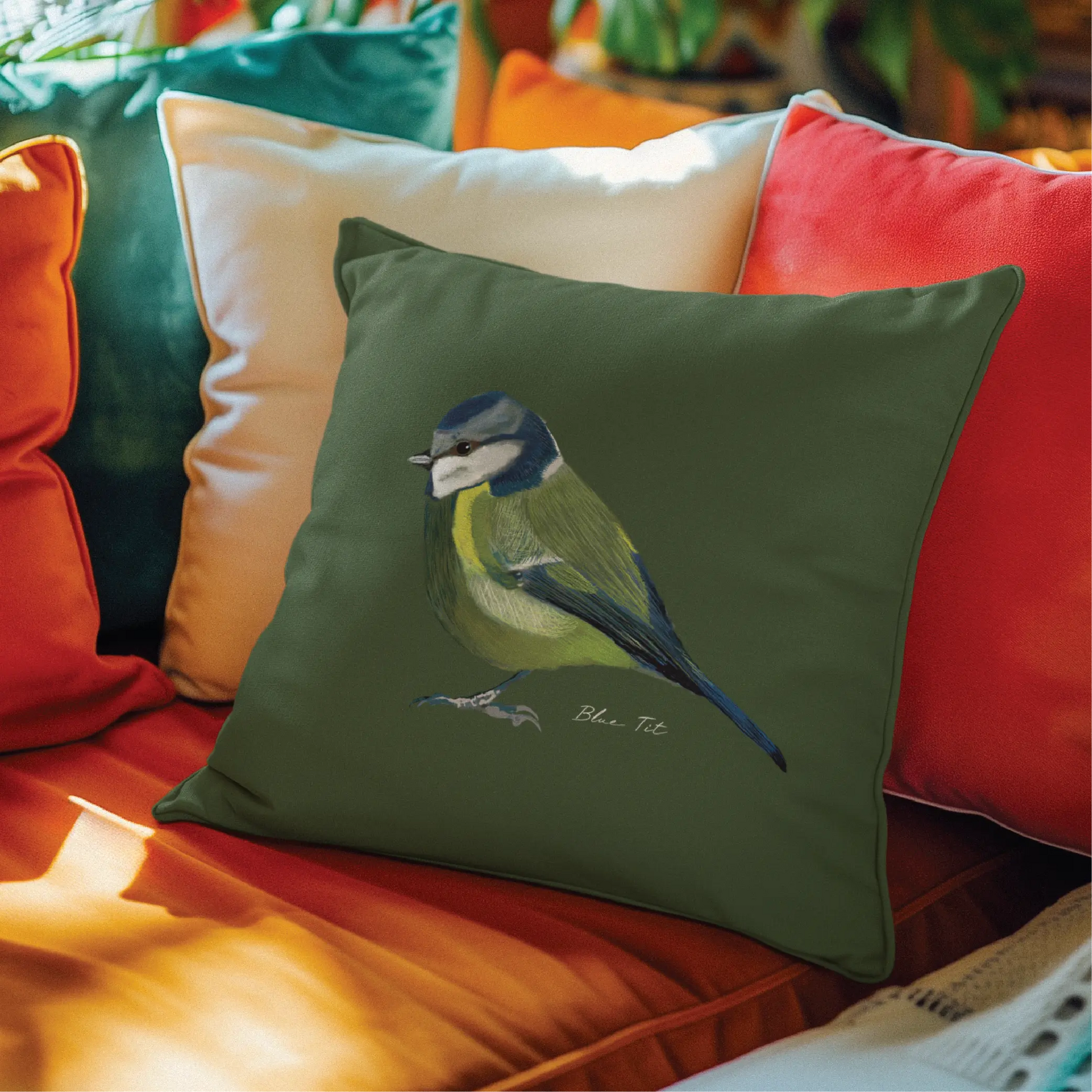 Sammy's Blue Tit Cushion Red Robin Gifts