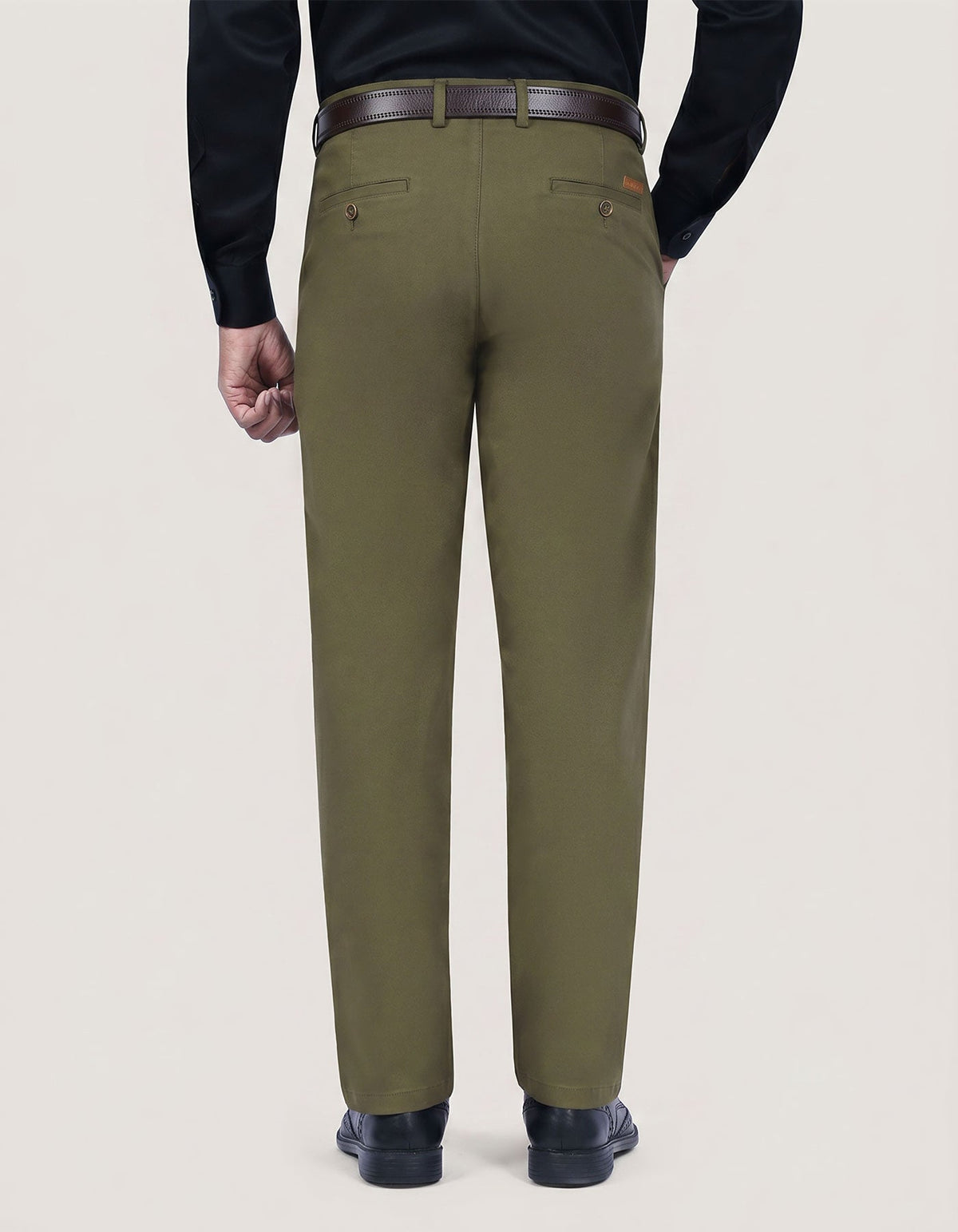 Trendy Olive Twill Flat Front Chinos