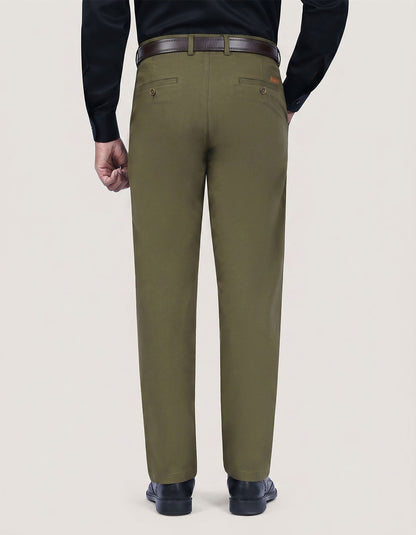 Trendy Olive Twill Flat Front Chinos