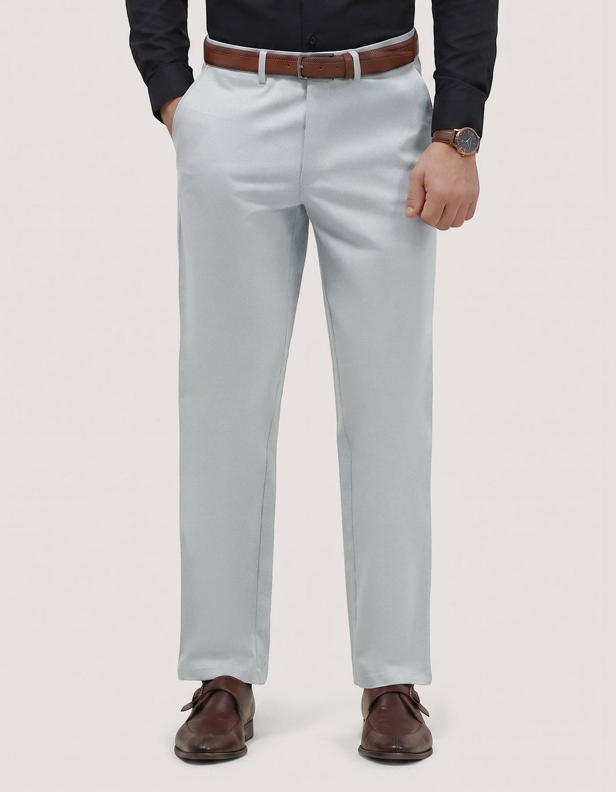 Versatile Stretch Twill Chinos – Silver