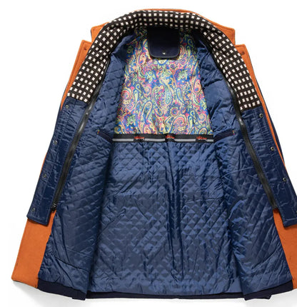 Manteau d'hiver homme en laine épaisse à col montant avec écharpe, bleu marine, taille M, Biutimarden