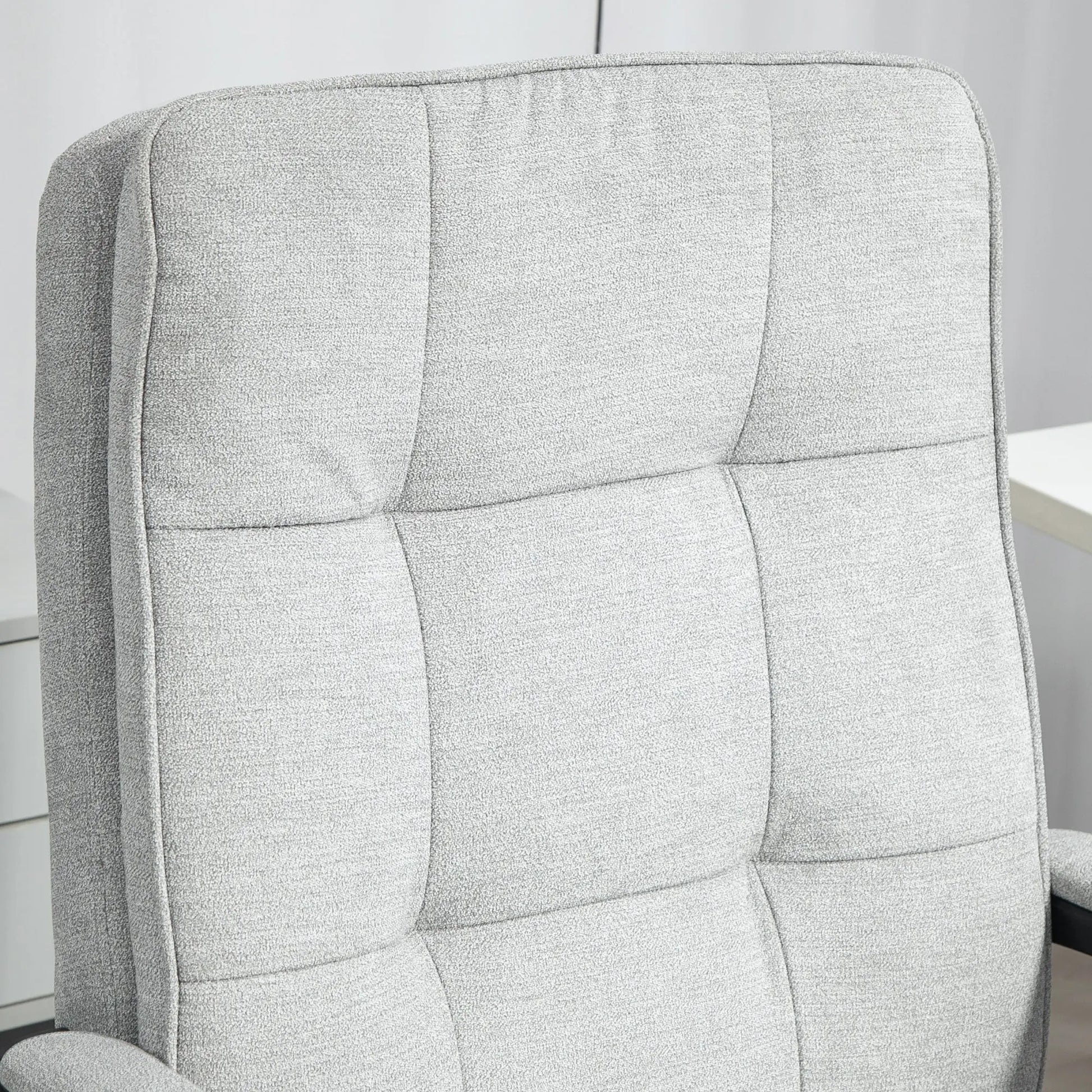 HOMCOM Linen-Look Double-Padded Office Chair - Grey Wise Galleria