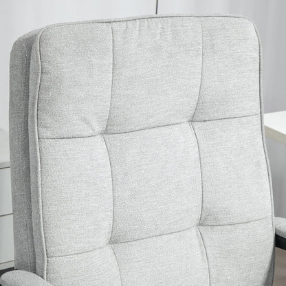 HOMCOM Linen-Look Double-Padded Office Chair - Grey Wise Galleria