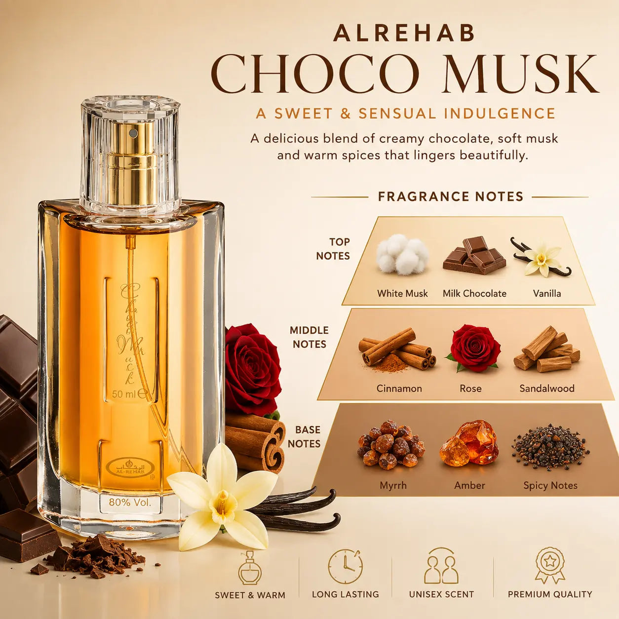 Al Rehab Choco Musk 50ml EDP - Crown Perfumes Opulensi.com