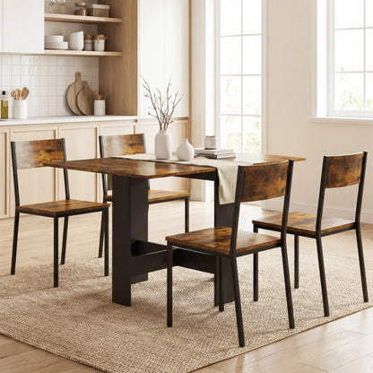 HOMCOM Folding Dining Table, Space-Saving Drop Leaf Kitchen Table for 4-6 People Rustic Brown Wise Galleria