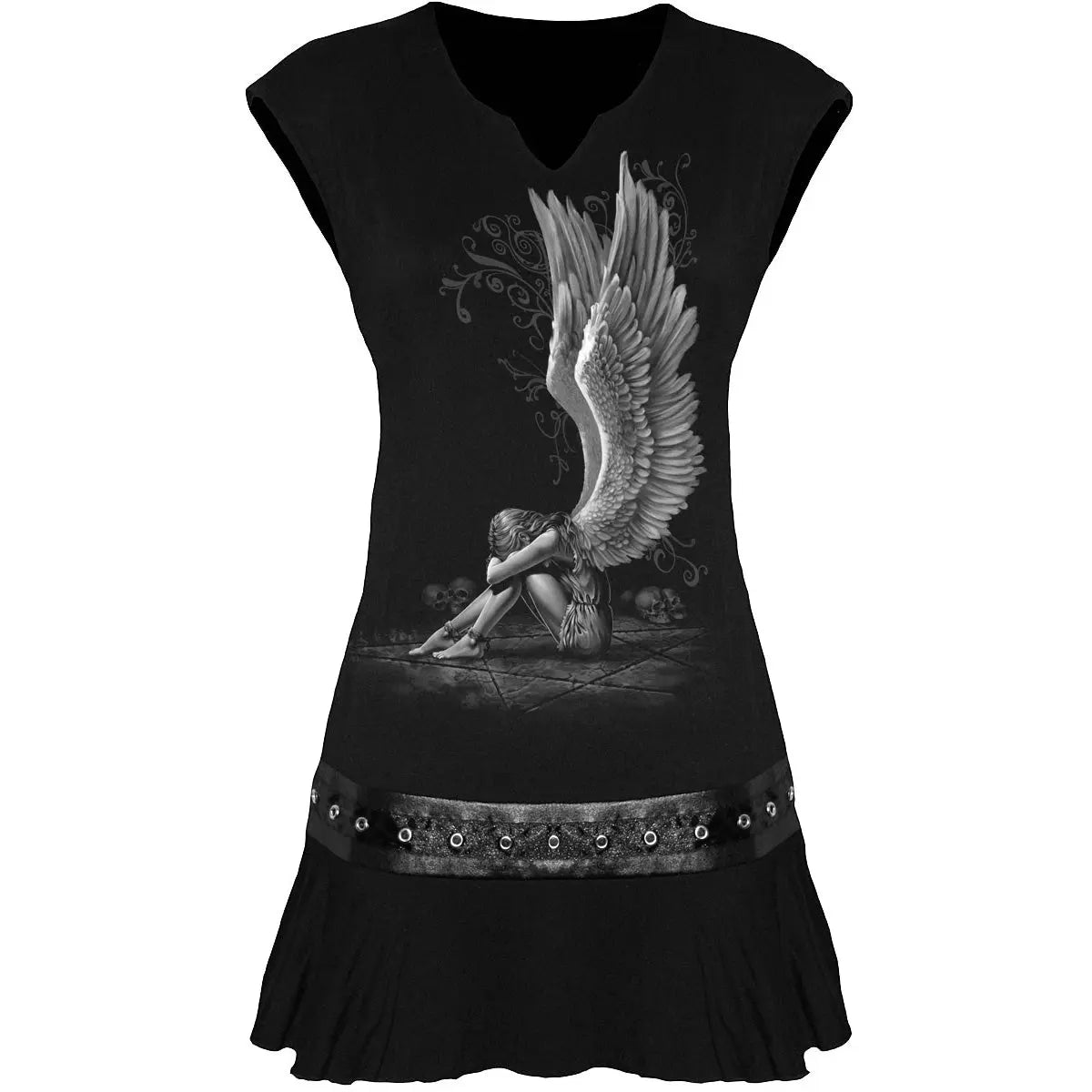 ENSLAVED ANGEL - Stud Waist Mini Dress Black Spiral Direct