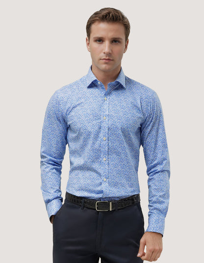 Light Blue Floral Printed Formal Shirt
