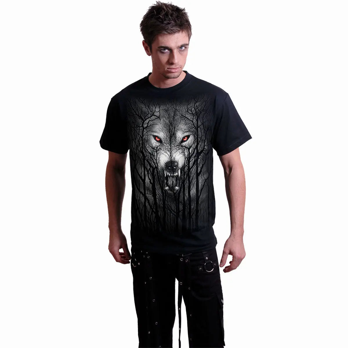 FOREST WOLF - T-Shirt Black Spiral Direct