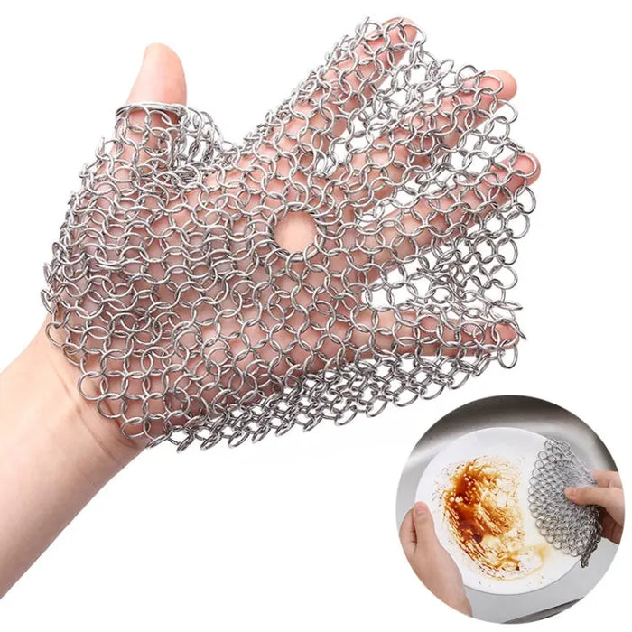 Stainless Steel Round Iron Cleaner Pot Brush Scrubber Home Cookware Kitchen Cleaning Tool, Size:6 x 6 inch Great Deal Offers