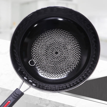 Stainless Steel Round Iron Cleaner Pot Brush Scrubber Home Cookware Kitchen Cleaning Tool, Size:6 x 6 inch
