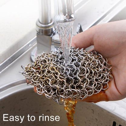 Stainless Steel Round Iron Cleaner Pot Brush Scrubber Home Cookware Kitchen Cleaning Tool, Size:6 x 6 inch