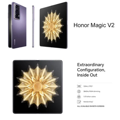 Honor Magic V2 5G, 16GB+256GB, 7.92 inch + 6.43 inch MagicOS 7.2 Snapdragon 8 Gen2  Octa Core up to 3.36GHz, Network: 5G, OTG, Not Support Google Play(Silk Black) Vitrax