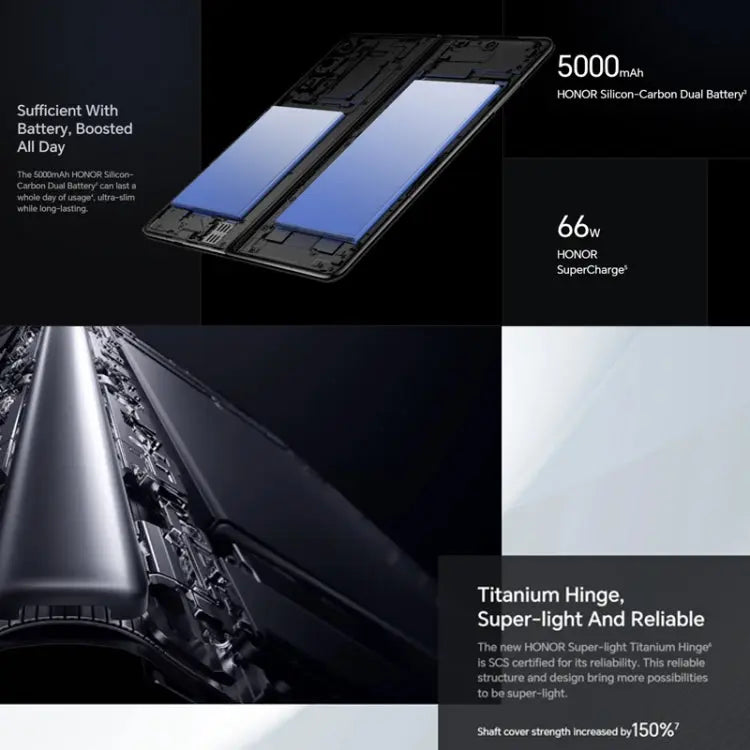 Honor Magic V2 5G, 16GB+256GB, 7.92 inch + 6.43 inch MagicOS 7.2 Snapdragon 8 Gen2  Octa Core up to 3.36GHz, Network: 5G, OTG, Not Support Google Play(Silk Black) Vitrax