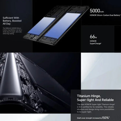 Honor Magic V2 5G, 16GB+256GB, 7.92 inch + 6.43 inch MagicOS 7.2 Snapdragon 8 Gen2  Octa Core up to 3.36GHz, Network: 5G, OTG, Not Support Google Play(Silk Black) Vitrax