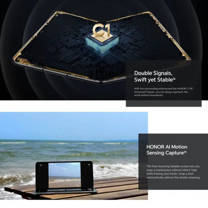 Honor Magic V2 5G, 16GB+256GB, 7.92 inch + 6.43 inch MagicOS 7.2 Snapdragon 8 Gen2  Octa Core up to 3.36GHz, Network: 5G, OTG, Not Support Google Play(Silk Black) Vitrax