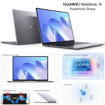HUAWEI MateBook 14 Laptop, 16GB+1TB, 14 inch Touch Screen Windows 11 Home Chinese Version, Intel 12th Gen Core i5-1240P Integrated Graphics(Grey) Vitrax