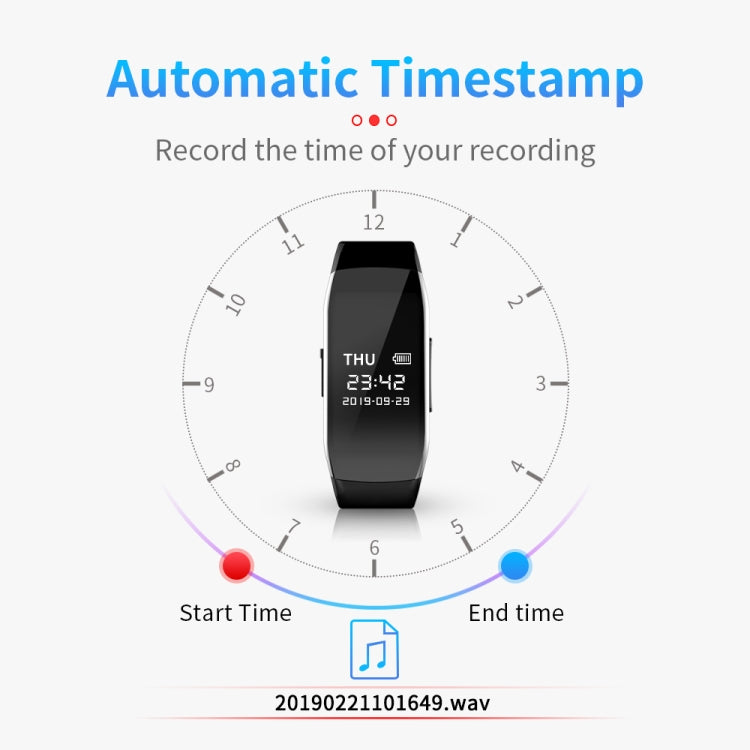 JNN C5 HD Noise Reduction Smart Recording Electronic Bracelet, Capacity:64GB