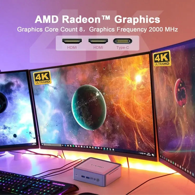 GXMO U58 Windows 11 AMD Ryzen 7-5825U 8 Core Processor Mini Computer, Specification:Without RAM & SSD Vitrax
