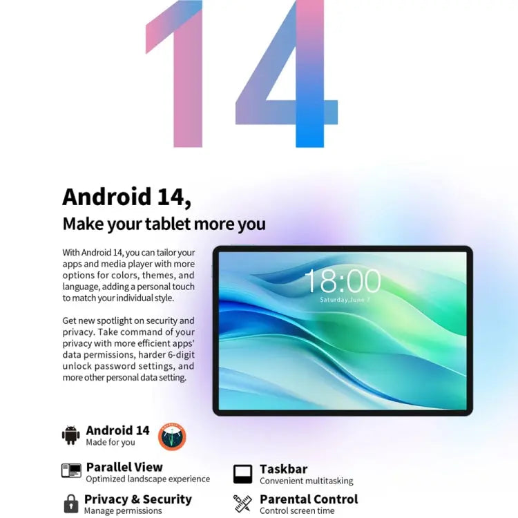 Teclast P50 Tablet PC 11 inch, 6GB+128GB,  Android 14 Unisoc T606 Octa Core, 4G LTE Dual SIM(Ice Blue) Vitrax