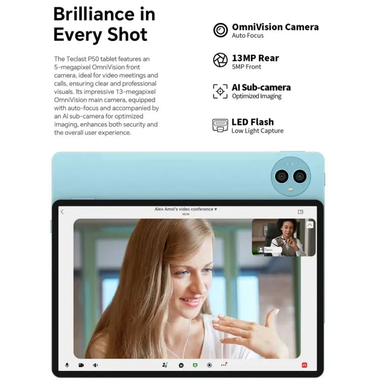 Teclast P50 Tablet PC 11 inch, 6GB+128GB,  Android 14 Unisoc T606 Octa Core, 4G LTE Dual SIM(Ice Blue) Vitrax