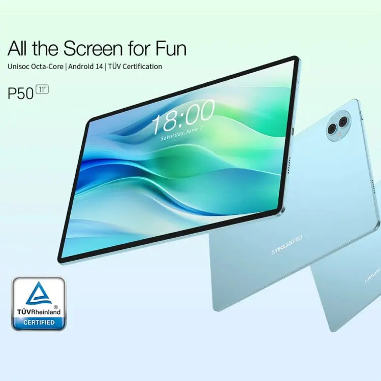 Teclast P50 Tablet PC 11 inch, 6GB+128GB,  Android 14 Unisoc T606 Octa Core, 4G LTE Dual SIM(Ice Blue) Vitrax