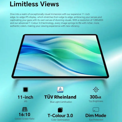 Teclast P50 Tablet PC 11 inch, 6GB+128GB,  Android 14 Unisoc T606 Octa Core, 4G LTE Dual SIM(Ice Blue) Vitrax