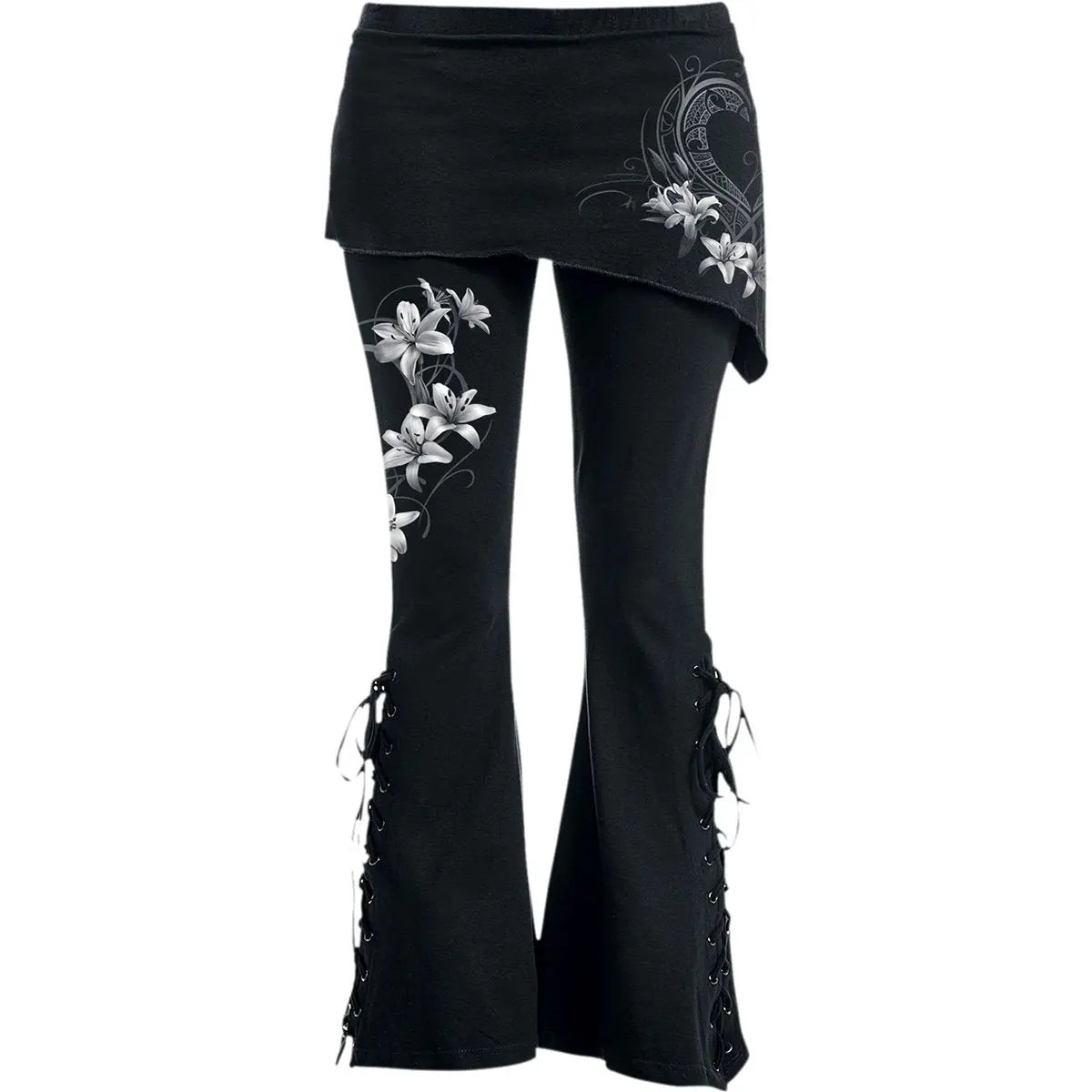 PURE OF HEART - 2in1 Boot-Cut Leggings with Micro Slant Skirt Spiral Direct
