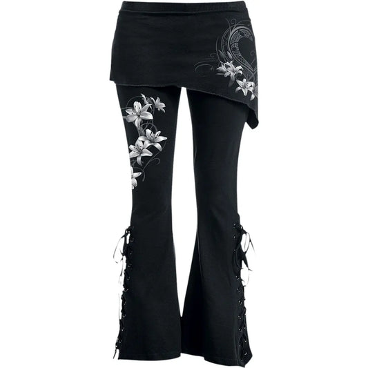 PURE OF HEART - 2in1 Boot-Cut Leggings with Micro Slant Skirt Spiral Direct