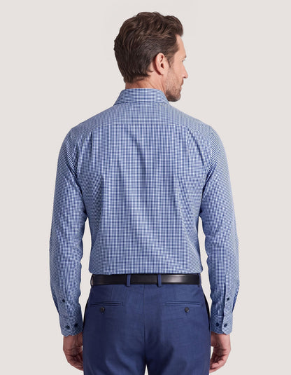 Navy Checkered Dress Shirt