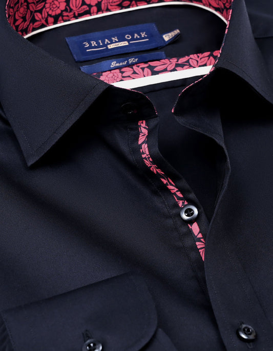 Black Satin Designer Dress Shirt